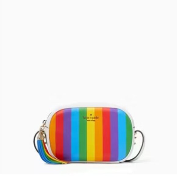 Kate Spade Kourtney Rainbow Stripe Camera Bag in Pebbled Leather - Picture 2 of 16